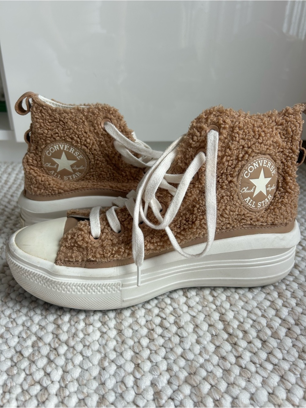 Converse Women’s Cream Sherpa Platform High-Top Sneakers - Picture 5 of 5